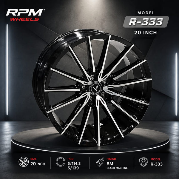 RPM Wheels R-333 Alloy Wheel 20 Inch (5x114.3 & 5x139) Black Machine