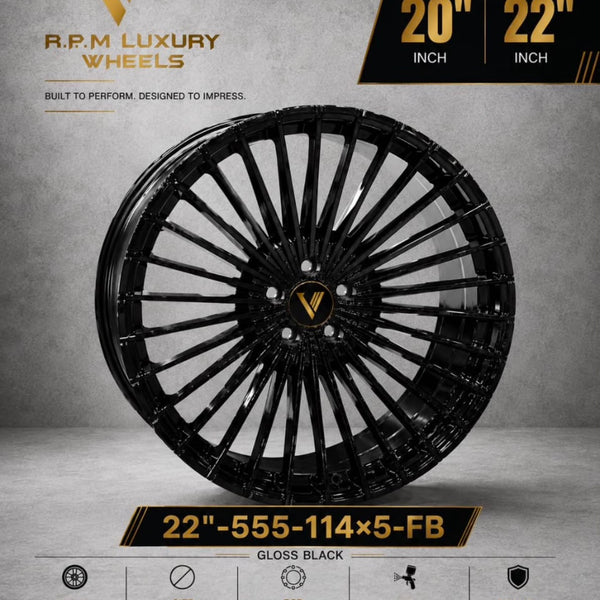 RPM Luxury Wheels Model 555 Alloy Wheel 22 Inch Gloss Black