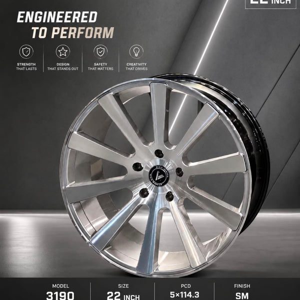RPM 3190 22 Inch Alloy Wheel  5x114  Silver Machine