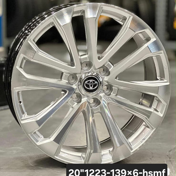 Toyota Style 1223 Alloy Wheels 20 Inch 6x139.7 Hyper Silver Machine Face