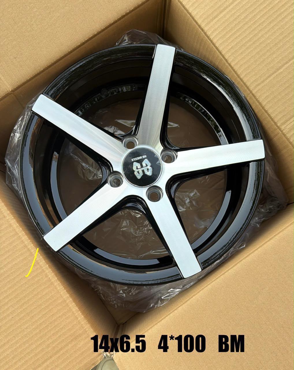 HB Wheels 14x6.5 Inch 4x100 Alloy Wheels Black Machined