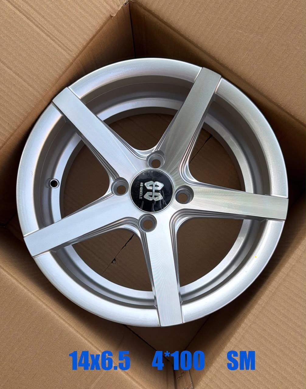 HB Wheels 14x6.5 Inch 4x100 Alloy Wheels Silver Machined