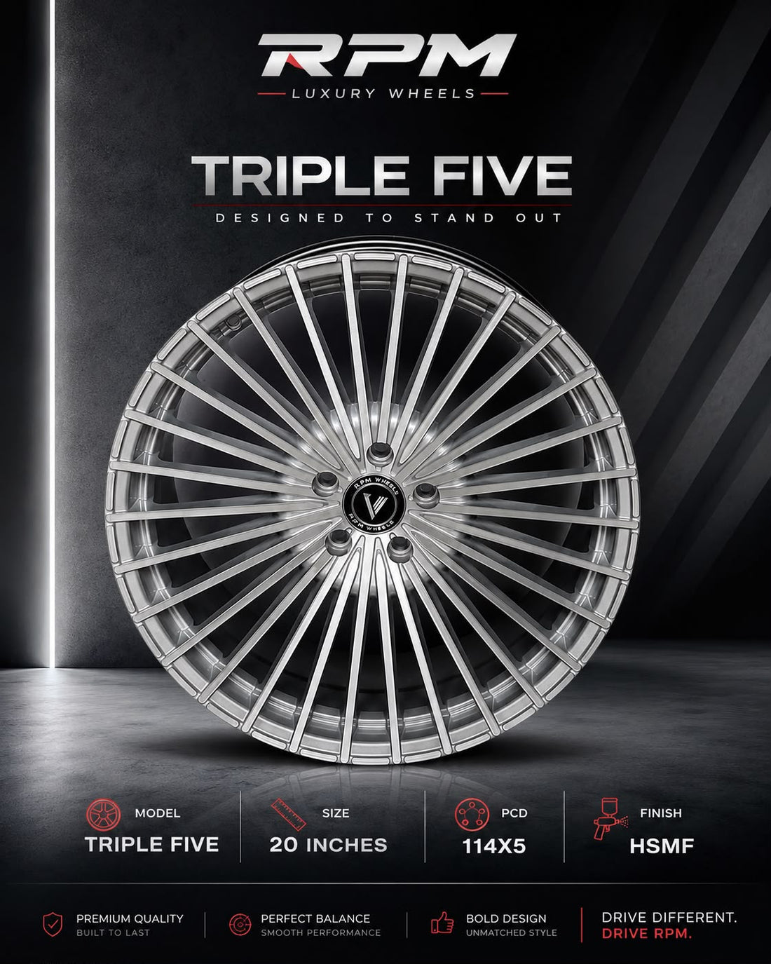 RPM Luxury Wheels Triple Five 20 Inch 114x5 HSMF Alloy Wheel