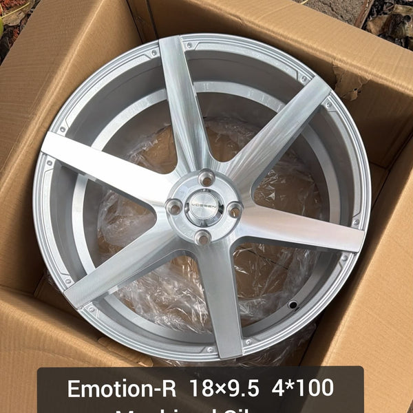 Emotion-R 18x9.5 4x100 Machined Silver Alloy Wheel