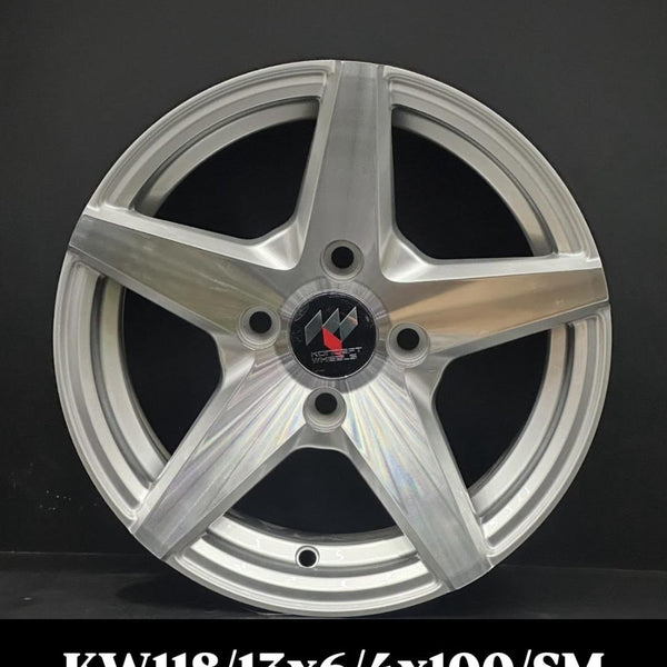 5-Spoke Alloy Wheel 13 Inch 4x100 Silver Machined