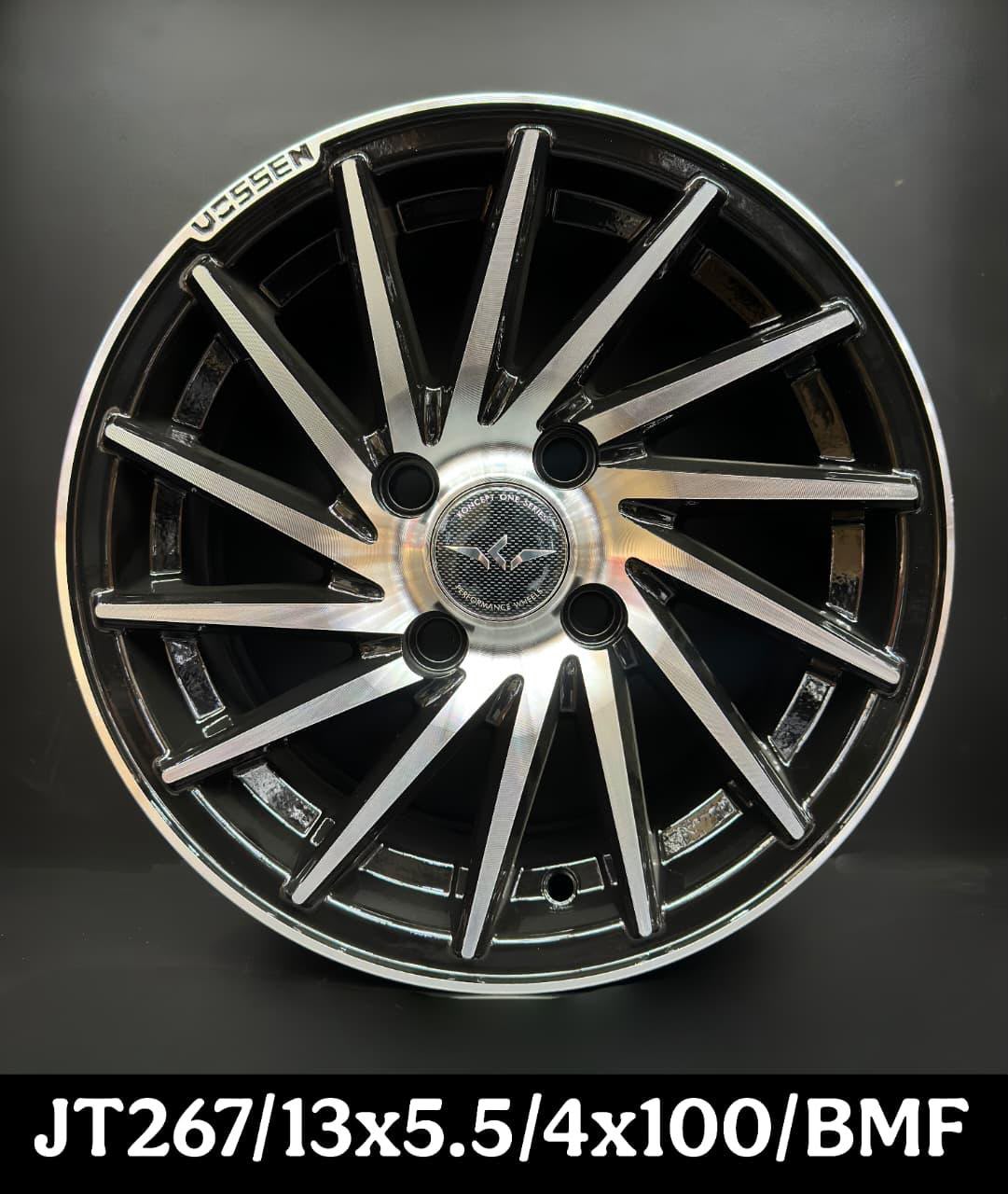 Multi-Spoke Alloy Wheel 13 Inch 4x100 Black Machined Face
