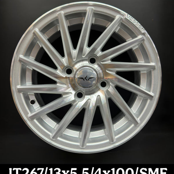 Multi-Spoke Alloy Wheel 13 Inch 4x100 Silver Machined Face