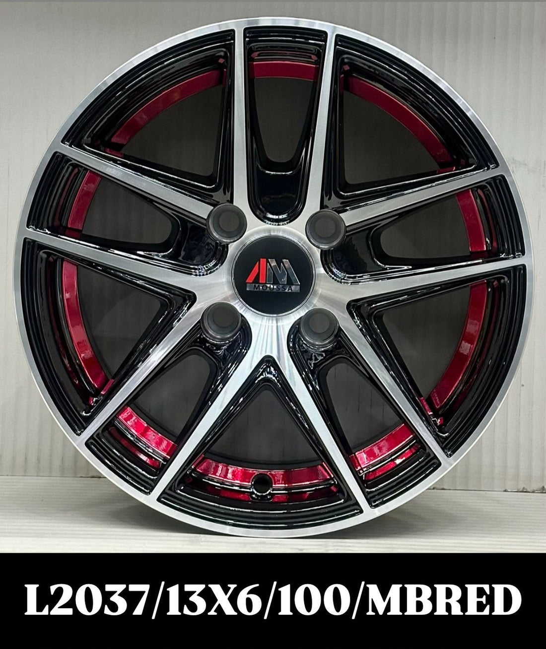 5-Spoke Alloy Wheel 13 Inch 4x100 Black Red