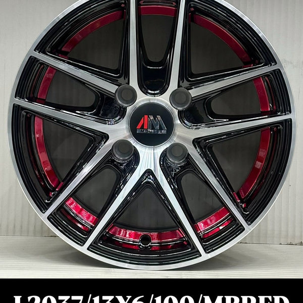 5-Spoke Alloy Wheel 13 Inch 4x100 Black Red