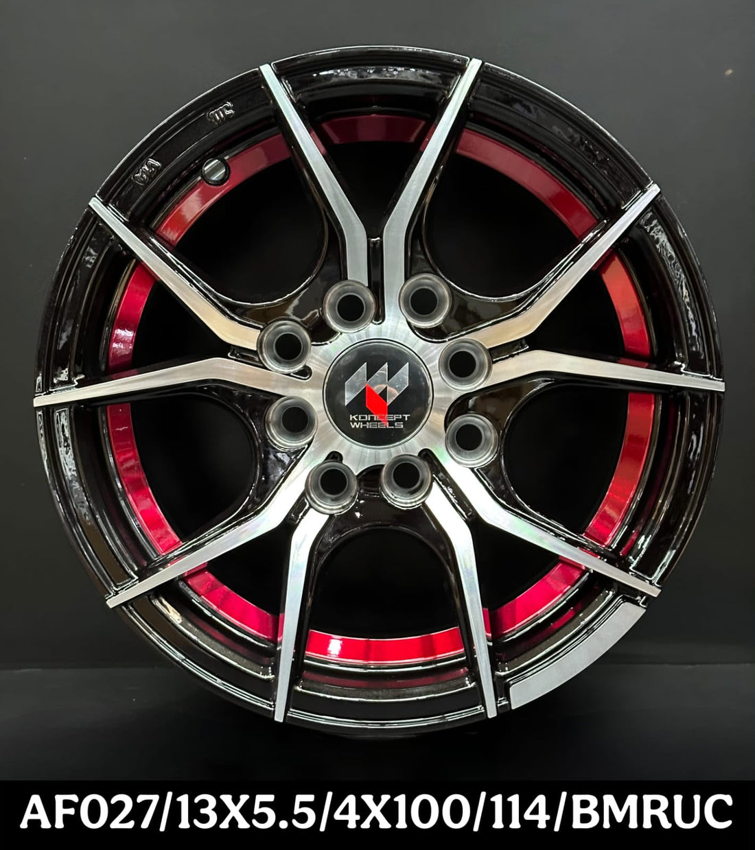 8-Spoke Alloy Wheel 13 Inch 4X100 Black Red