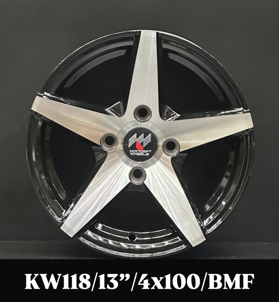 5-Spoke Alloy Wheel 13 Inch 4x100 Black Machined Face