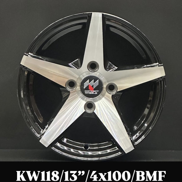 5-Spoke Alloy Wheel 13 Inch 4x100 Black Machined Face