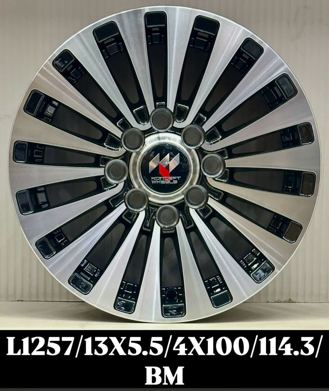 Multi-Spoke Alloy Wheel 13 Inch 4x100 Black Machined